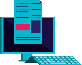 desktop computer with data center vector image