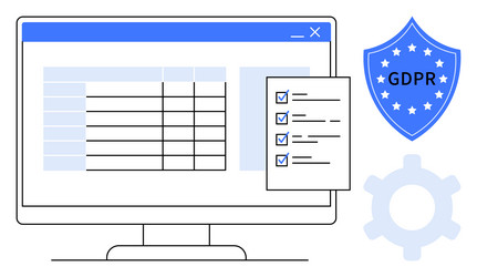 gdpr compliance checklist on a computer screen vector image