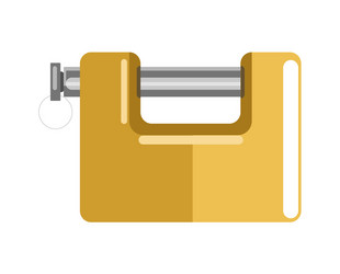 lock with latch and shiny yellow corpus isolated vector image