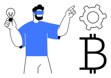 man in virtual reality discovering ideas vector image