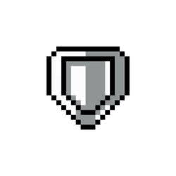 Steel medieval shield game pixel art Royalty Free Vector