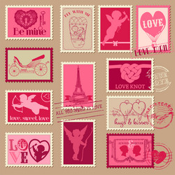 Romantic Valentine's Day Stamps Vector Image