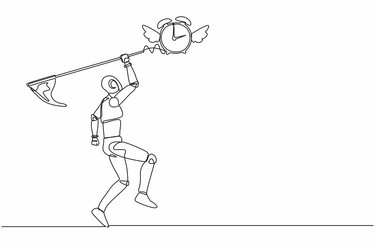 single continuous line drawing robot try vector image