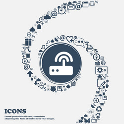 wi fi router icon sign in the center around vector image