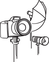 Camera with Softbox and Tripod vector image