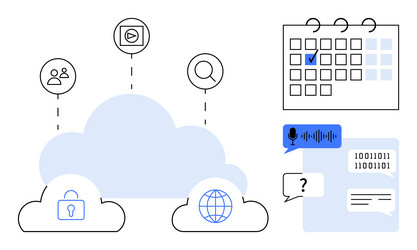 cloud computing concept with security global vector image