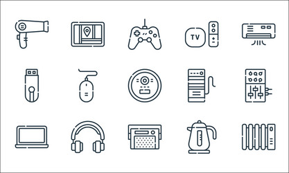 electronics line icons linear set quality vector image