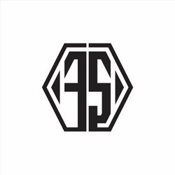 fs logo monogram with hexagon line rounded design vector image