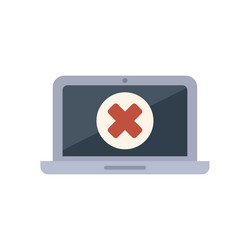 laptop displaying red cross mark error message vector image