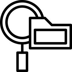 magnifying glass and folder linear style icon vector image