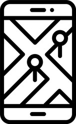 map on smartphone icon location and navigation vector image