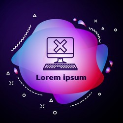 purple line computer with keyboard and x mark icon vector image