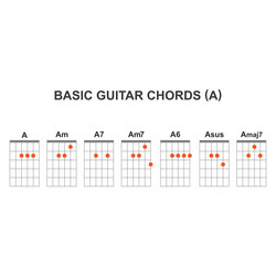 Guitar Chord Set - Beginner Guide Royalty Free Vector Image