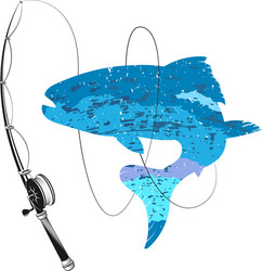 Fishing with a Hook and Rod Vector Image