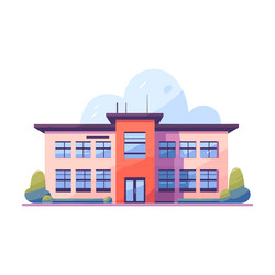 Flat school building Royalty Free Vector Image