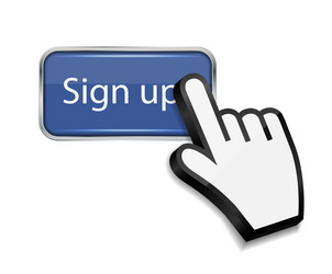 Hand Cursor on Sign Up Button vector image