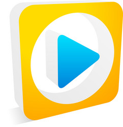 play button arrow symbol in rectangle with shadow vector image