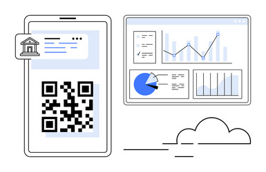 qr code payment and data analytics dashboard vector image