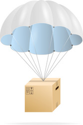 White Parachute with Cargo Box Vector Image