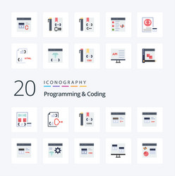 20 programming and coding flat color icon pack vector image