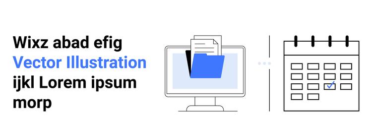 computer screen with file folder and calendar vector image