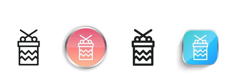 drum icon thin linear regular and button style vector image