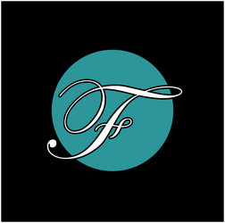 f swirl monogram brand name on round form vector