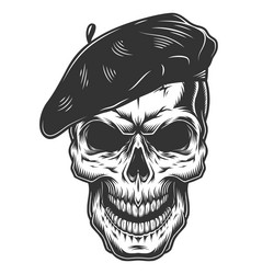 Painter Skull - Skull in Beret Vector Image