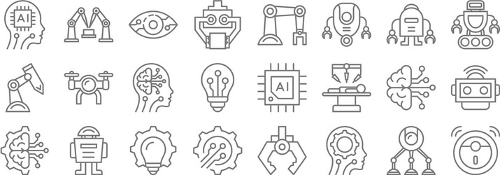 Robotics line icons linear set quality vector