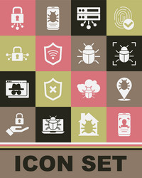 set mobile and face recognition system bug vector image