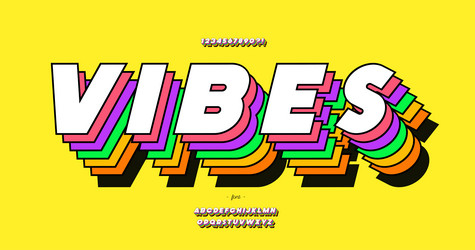 vibes font 3d bold colorful style vector image