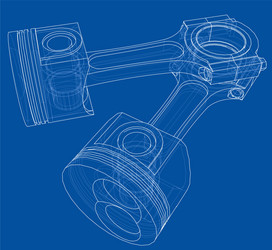 3D Piston Rendering - Wireframe vector image