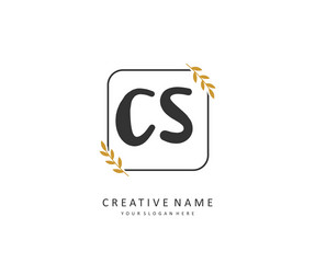 c s cs initial letter handwriting and signature vector image