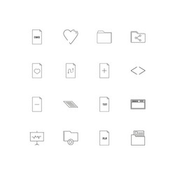 files and folders sign simple linear icons set vector image