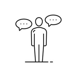 Man with dialogue chat bubble isolated thin line vector