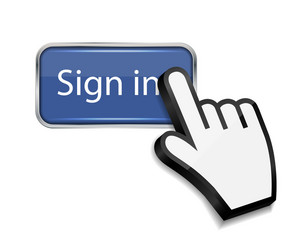 mouse hand cursor on sign in button vector