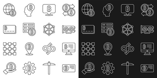 set line credit card with bitcoin mining from vector image