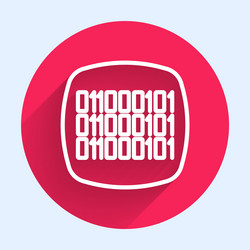 white line binary code icon isolated with long vector image
