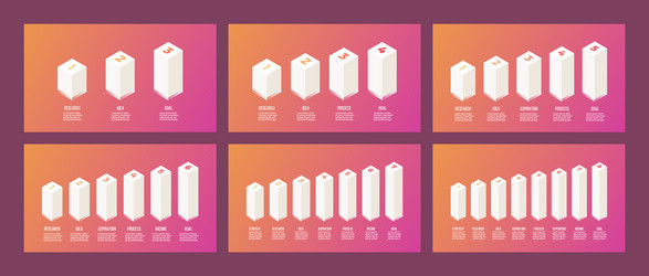 isometric infographics bar chart graph with 3 4 vector image