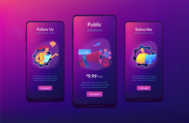 public relations app interface template vector image