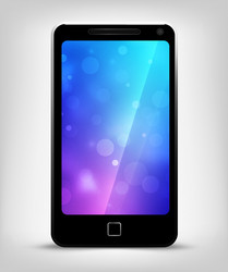 Realistic mobile phone with bokeh background vector