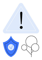 safety alert symbol with shield and abstract tree vector image