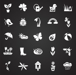 spring set on black background vector image