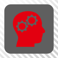 brain gears rounded square button vector image