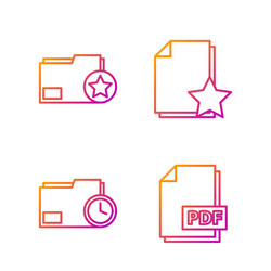 set line pdf file document folder vector image