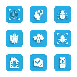 set system bug on a cloud check mark in speech vector image