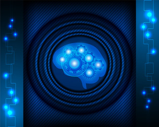 ai robot brain over blue background with network vector image