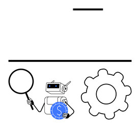robot analyzing financial data with magnifying vector image