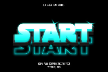 start editable text effect neon style cyan color vector image