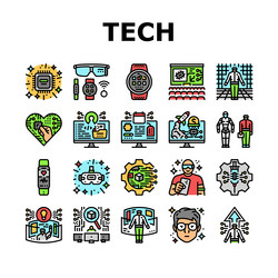 tech enthusiast geek nerd man icons set vector image